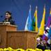 UM graduate Anisha Chadha delivers the Remarks on Behalf of the Graduates during the Michigan Spring Commencement on Saturday, May 4. Daniel Brenner I AnnArbor.com